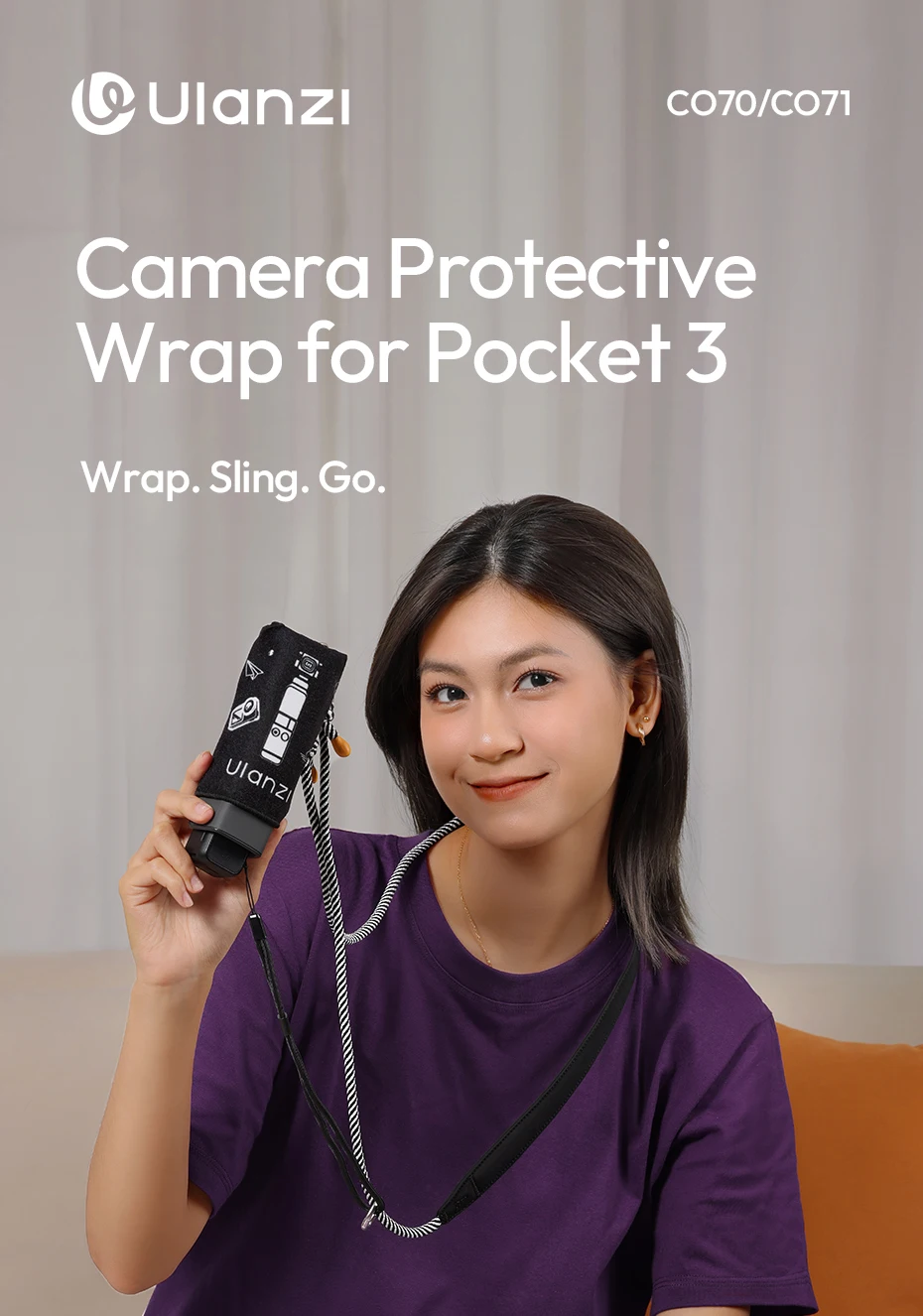 Ulanzi CO70/CO71 Kamera-Schutzfolie für DJI Osmo Pocket 3, mit Schultergurt für Livestreaming, Reisekamerafotografie – Detail 1