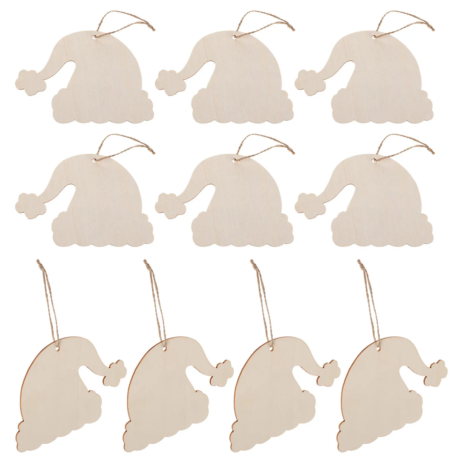 

20Pcs Blank Wooden Cutouts Unfinished Santa Hat Ornaments DIY Christmas Tree Decorations Paintable Wood Shapes for Holiday