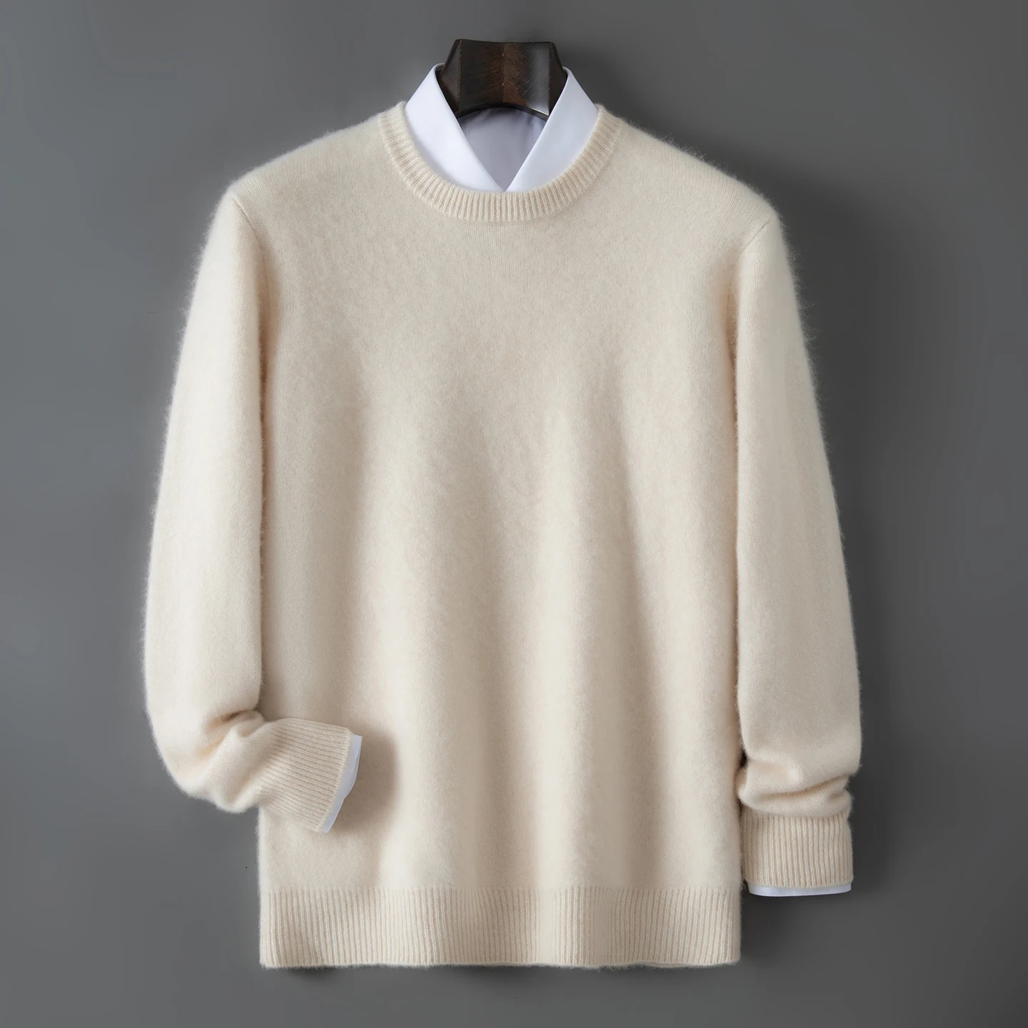 100% Pure Goat Cashmere Sweater Men's O-Neck Warm Thicken Pullover Business Leisure High Quality Knitwear Winter Loose Wild Tops