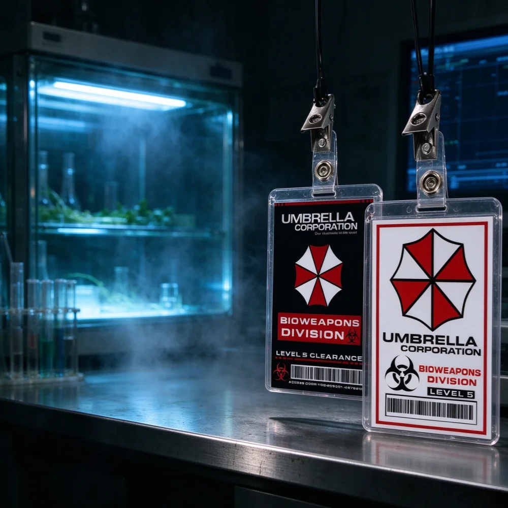Biohazard Anbrera 2-Piece Set ID Badge Biological Weapons Department Safety Gear Unisex Adult Size