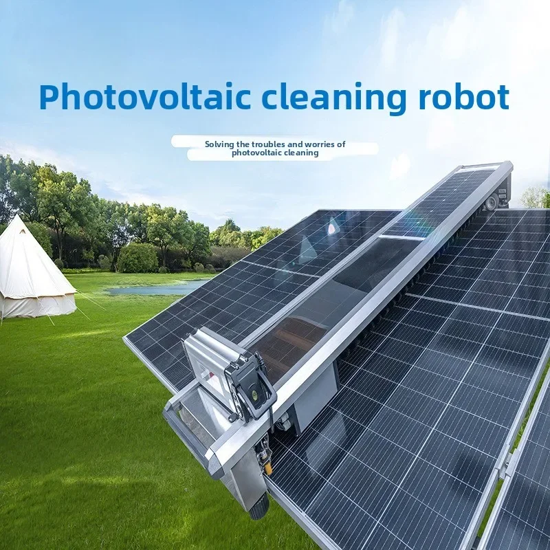 Solar photovoltaic panel engineering system cleaning brush roller plate automatic cleaning efficient dust removal machine expert