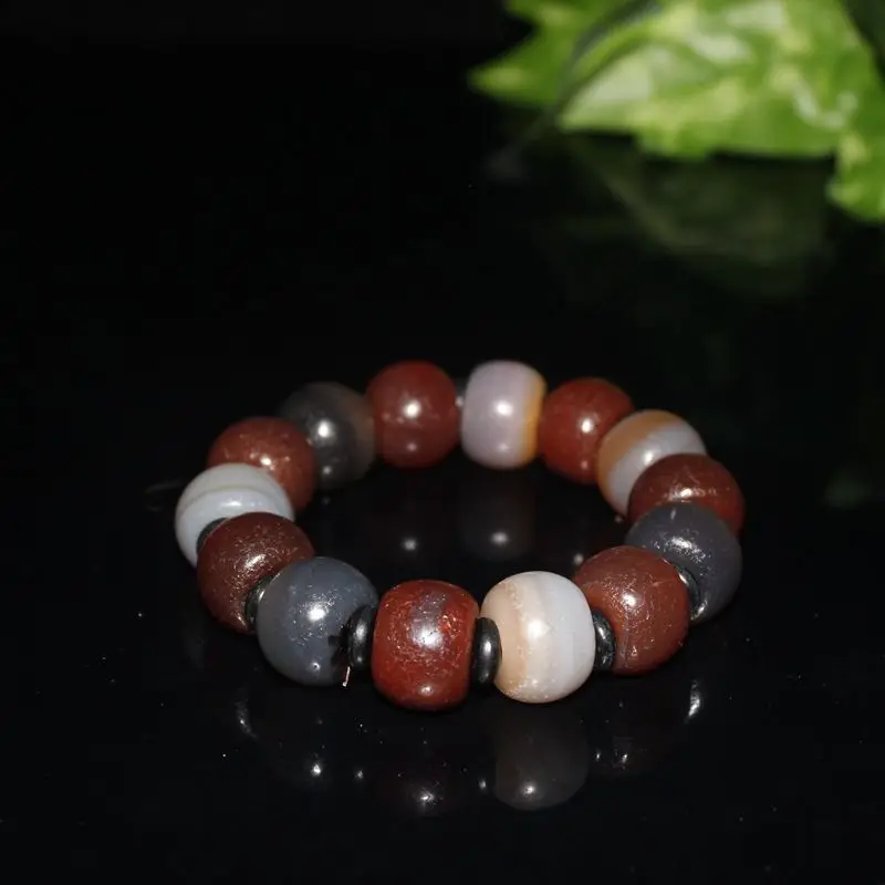 Pulp-Covered Large Hole Full Of Weathering Old Agate Abacus Beads Duobao Bracelet Bracelet
