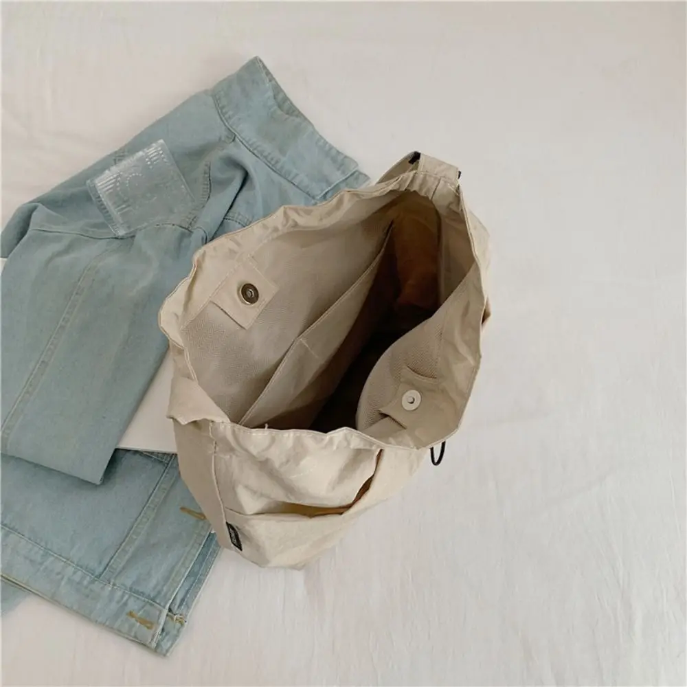 Oxford Cloth Versatile Shoulder Bag Solid Color Large Capacity Casual Crossbody Bag Portable Minimalist Drawstring Shoulder Bag