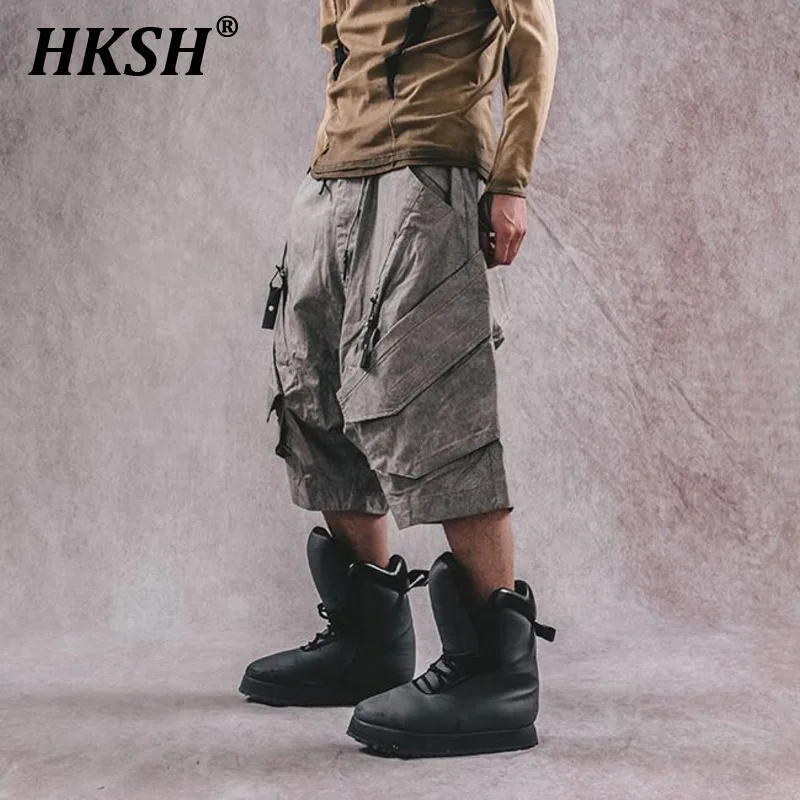 HKSH Spring Summer New Men's Punk Dark Tactical Waste Land Loose Low-end Wide Leg Three-dimensional Multi Pockets Shorts HK0819