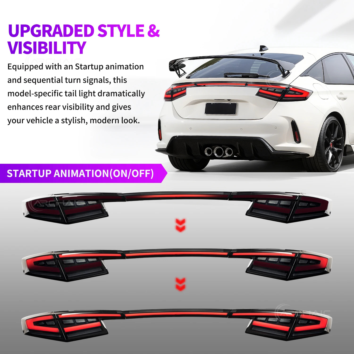 مجموعة المصابيح الخلفية LED واضحة الجيل الحادي عشر الجديد لـ Hatchback Type-R 2021+ ضبط المصباح الخلفي للسيارة #2