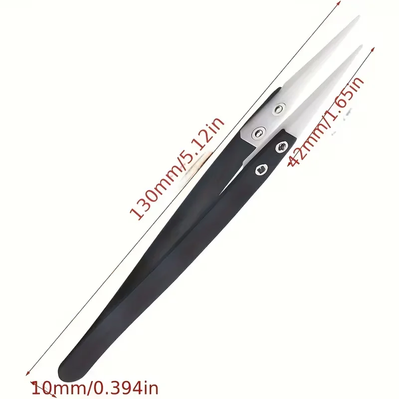 Ceramic Tweezers: Black Handle, High Temperature, Anti-Static, Insulated Gripping Tool image 4