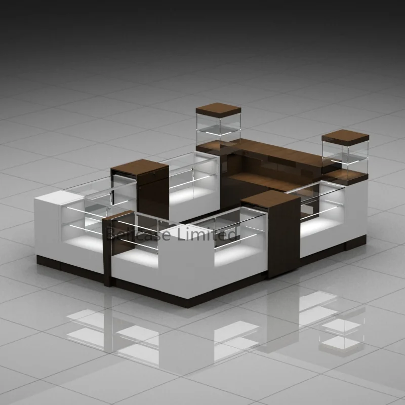 (Под заказ) Новый Модный киоск для торговых центров, витрина для драгоценностей, деревянная стеклянная витрина, киоск для ювелирных изделий