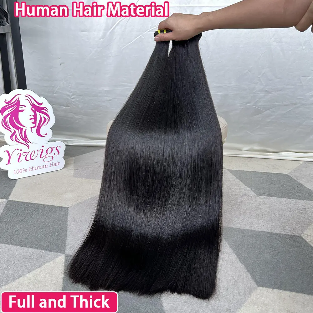 

30 Inch Double Drawn Bone Straight 100% Weave Human Hair Bundles Raw Hair Extensions Natural Black 3 4 Bundle Deals Unprocessed