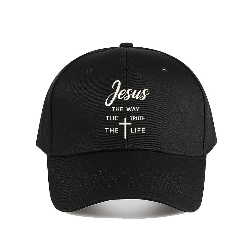 Casquette Croix de la Foi Chrétienne « Le Chemin, la Vérité, la Vie » - Chapeau Religieux avec Inscriptions pour le Culte, Pâques, Cadeau de Noël