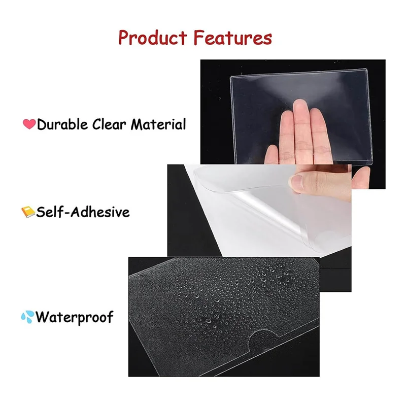 Practical-Clear Adhesive Pockets 4X6in Index Card Pockets Sleeves Self Adhesive With Top Loading Label Pockets (30 PCS) Easy Ins