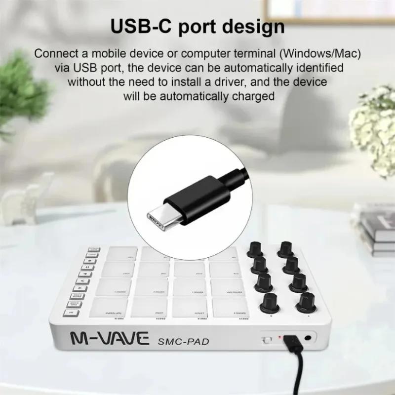M-VAVE SMC-PAD MIDI Controller 16 Pads with Knobs Portable USB Beat Maker for Music Production Studio Live Performance Home Use