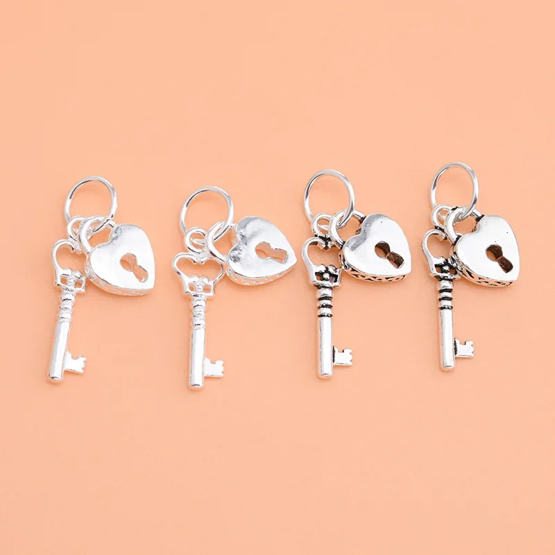 S925 sterling silver Love Key Pendant Handmade DIY material bracelet necklace accessories for women