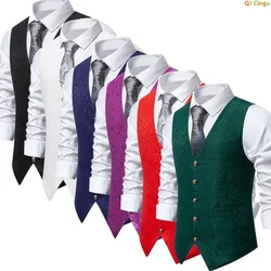 Jacquard Fabric Men's Green Sleeveless Vest Jacket, Wedding/Party/Stage Performance Vest, Blue Red Black White Purple Waistcoat