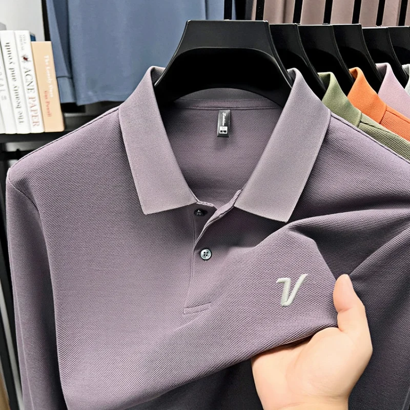جولف ماركة قميص بولو بأكمام طويلة 100% القطن رسالة مطرزة الرجال أفضل الخريف جديد مريح وتنفس تي شيرت غير رسمي #3