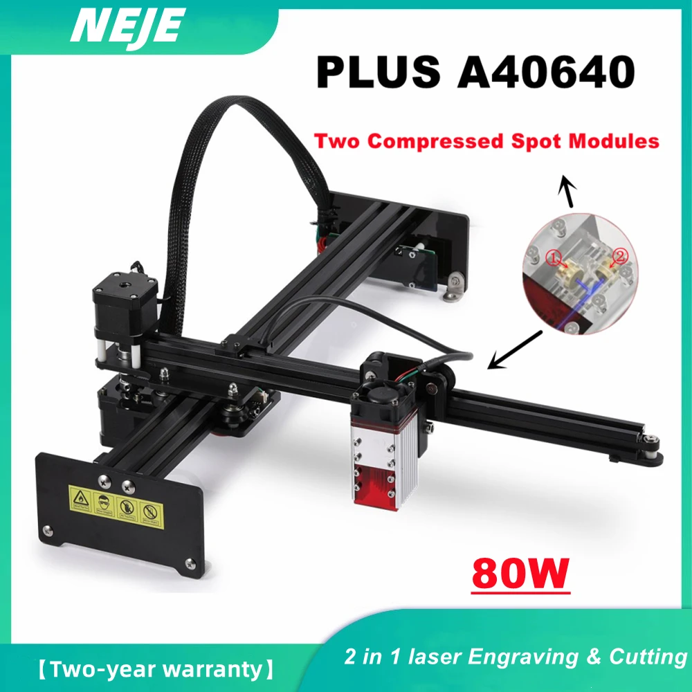 NEJE 3 Plus A40640 80W CNC Router Laser Engraver Wood Cutting Machine Bluetooth Printer Lightburn GRBL Metal Engraving Tools