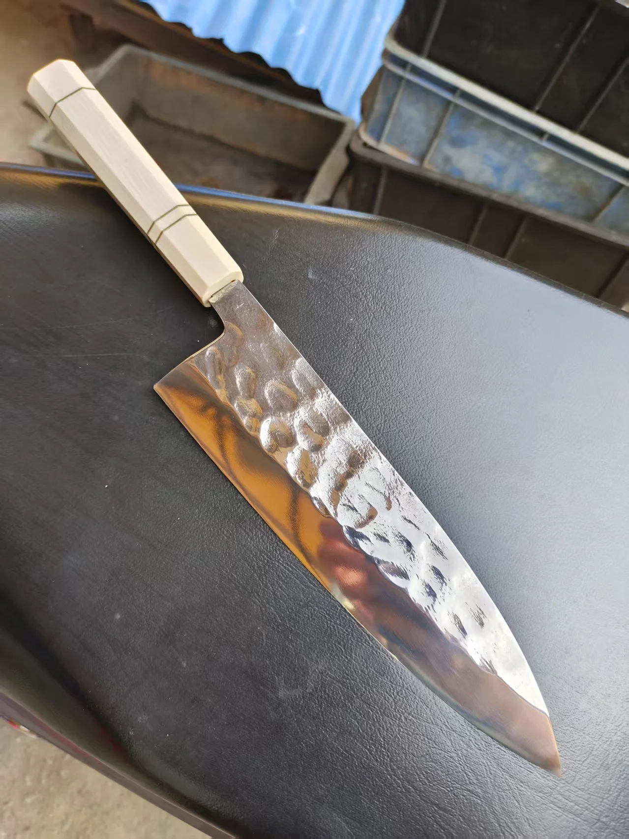 8.3 Inch Deba Knife Single-edged Blade Cleaver Sashimi Slicing Sushi Ham VG10 Steel Handmade Forged Kitchen Knives Resin Handle