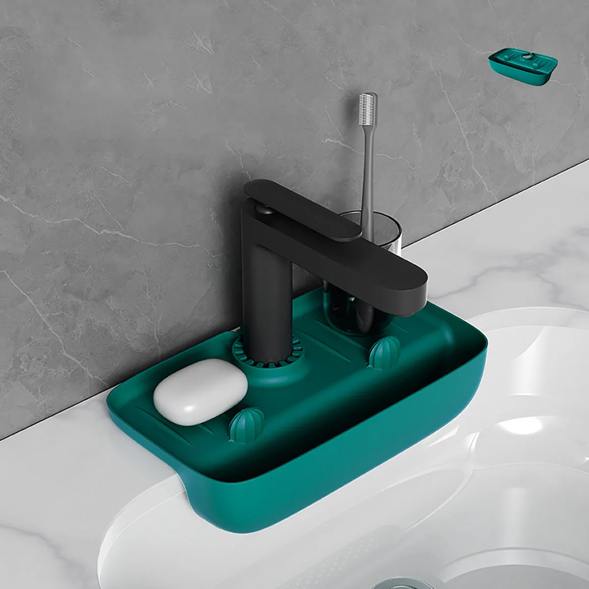 Faucet Splash Proof Drain Rack Sink Drainage Mat Rubber Anti Slip Countertop Pad Kitchen Cloth Sponge Wipe Drain Storage Rack