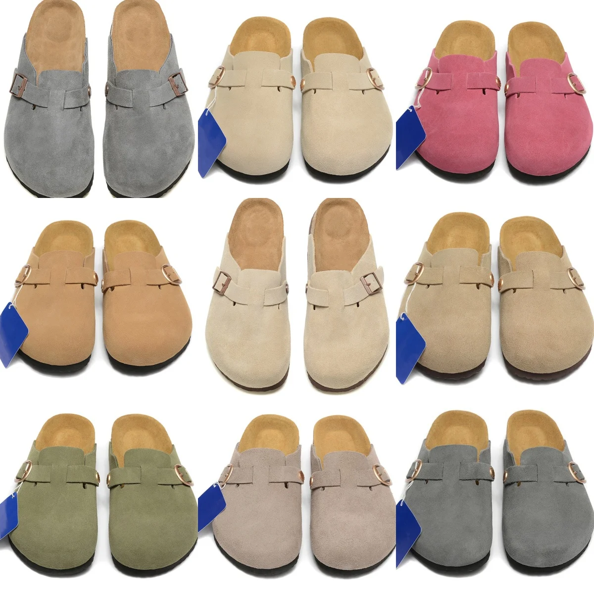 Luxury designer brand Boston cowhide sandals men spring/fall suede slippers toe wrap slip-on big bucket women shoes with shoebox