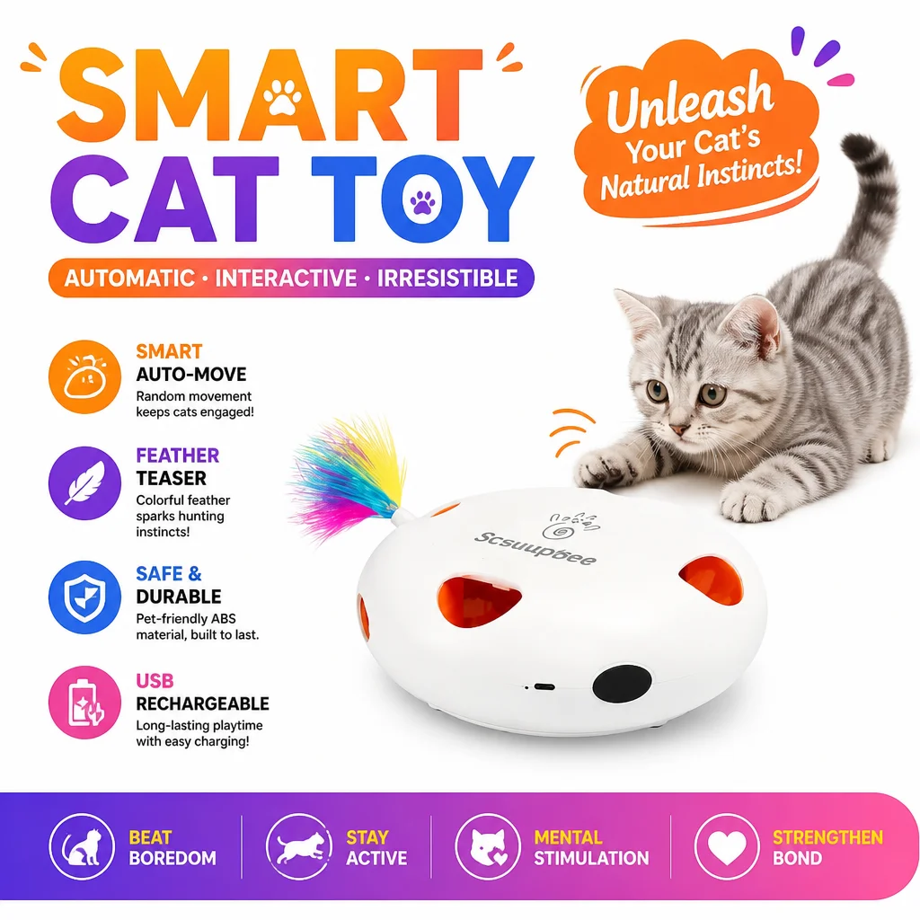 Intelligent Rotating Cat Teasing Magic Box Electric Feather Cat Teasing Stick USB Charging Cat Self Hi Soothing Toy