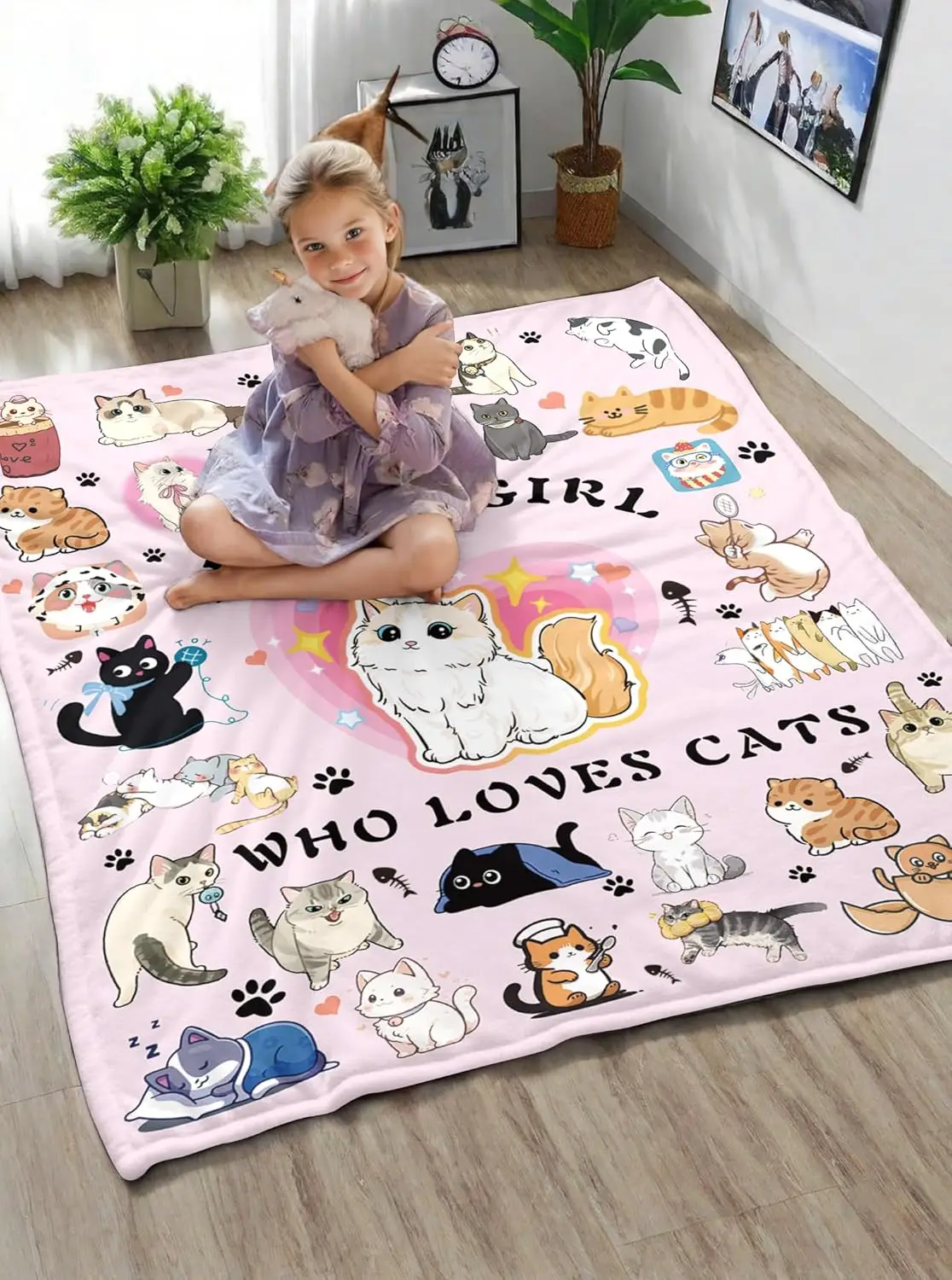 

Подарочное одеяло с милым котом VIKAMA — мягкое фланелевое одеяло — удобное одеяло с котом, подходящее для дней рождения и Дня матери