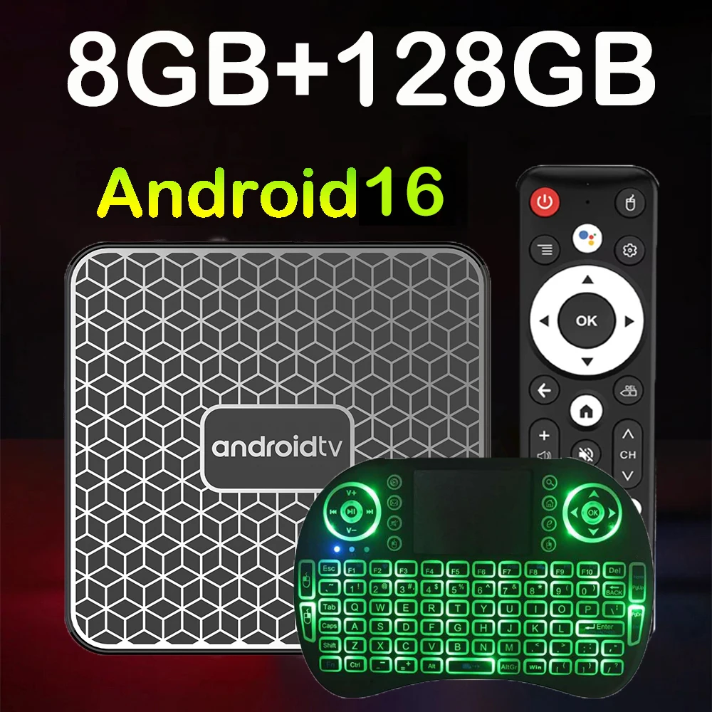 

2026 T8S Smart TV Box Android 16 4GB 8GB Ram 64GB 128GB Rom RK3518 8K Dual UI 5G Dual Wifi 6 Google Voice Netflix Media Player