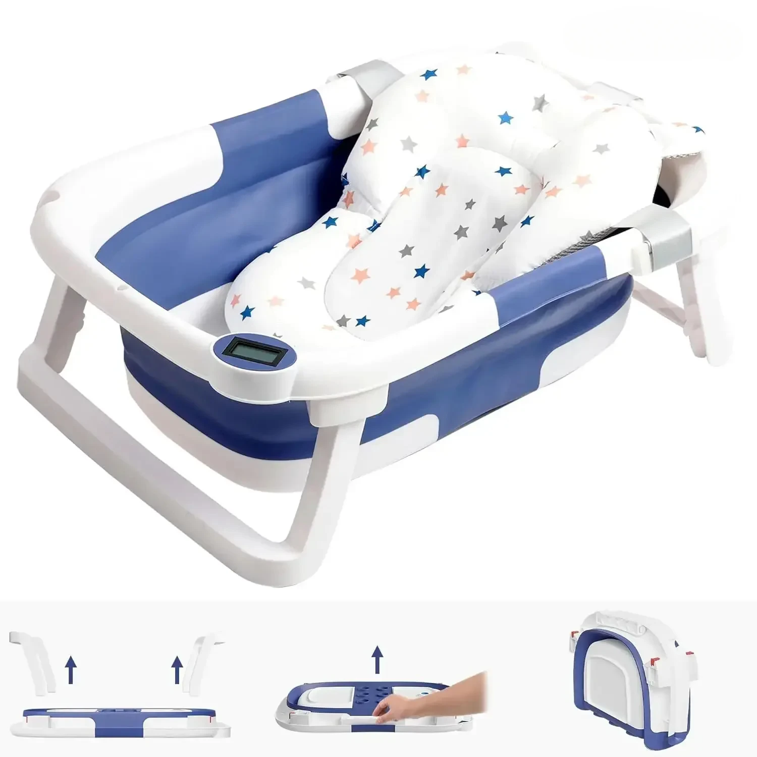 NEW Collapsible Baby Bathtub Real-time Temperature Bathtub Portable Travel Baby Bath Suitable for Babies 0-36 Months