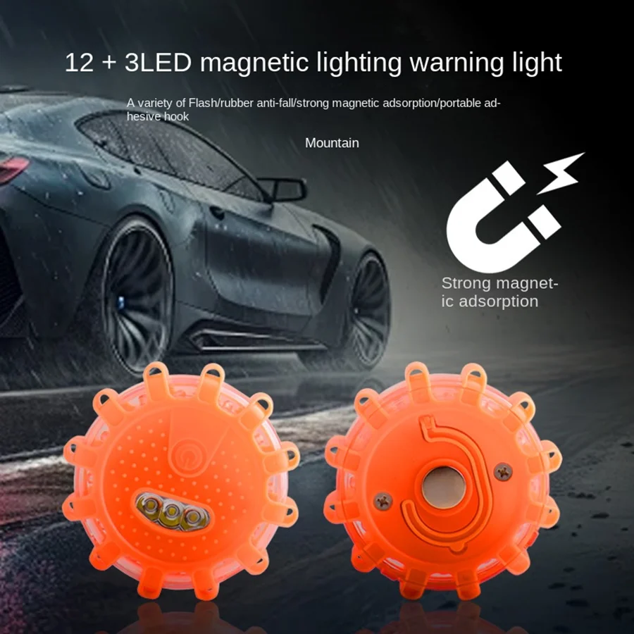 

LED Car Emergency Light Flashlight Magnetic Induction Strobe Road Accident Lamp Beacon Safety Accessory Strobe Light 15 leds