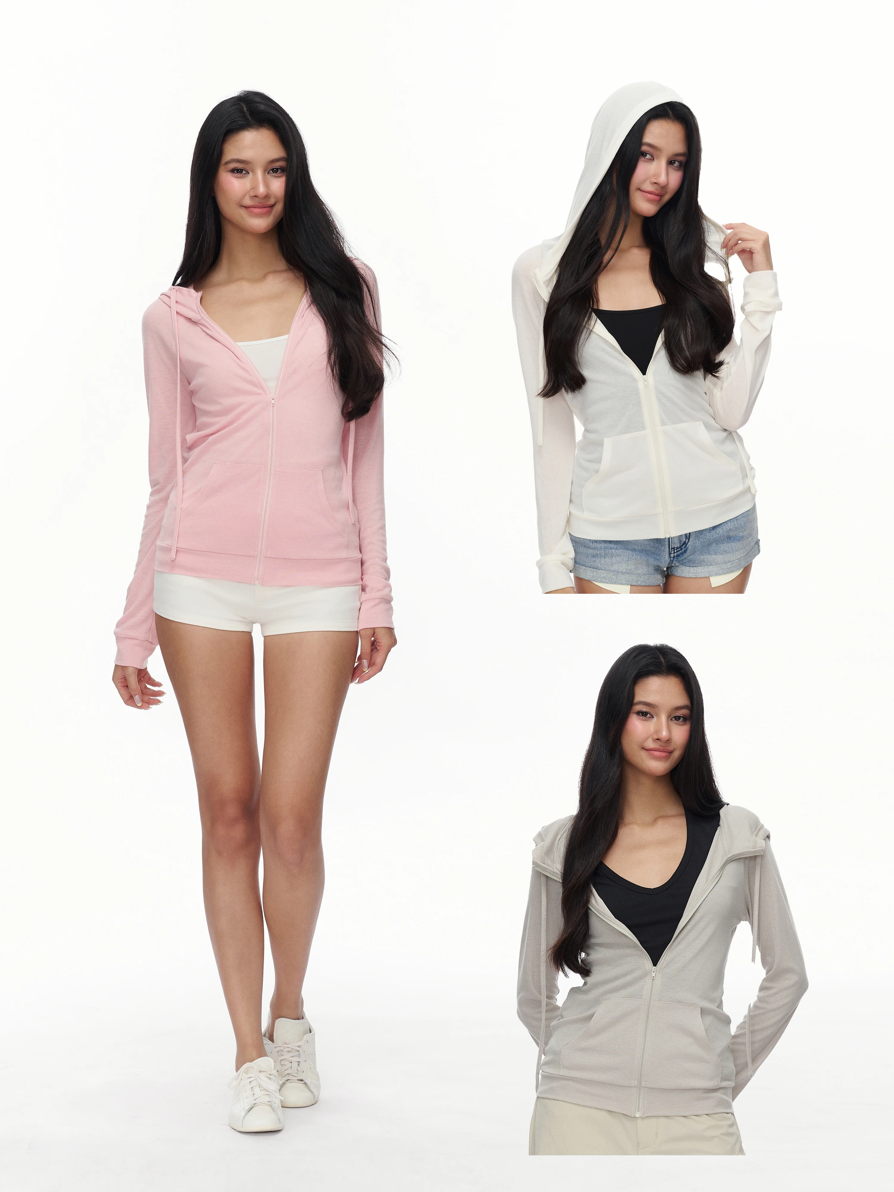 

Slim Fit Rellswear Hooded Zipper Sweatshirt Jacket Thin Jim Kennet Ladies Long Sleeve Cleanfit Style Spring Collection