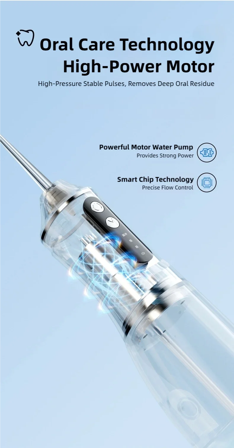 TINSOL Elektrischer Wasserflosser für Zähne, Drei Reinigungsmodi, Typ-C-Ladung, IP7 Wasserdicht, Wasserflosser für Zahnpflege – Detail 9