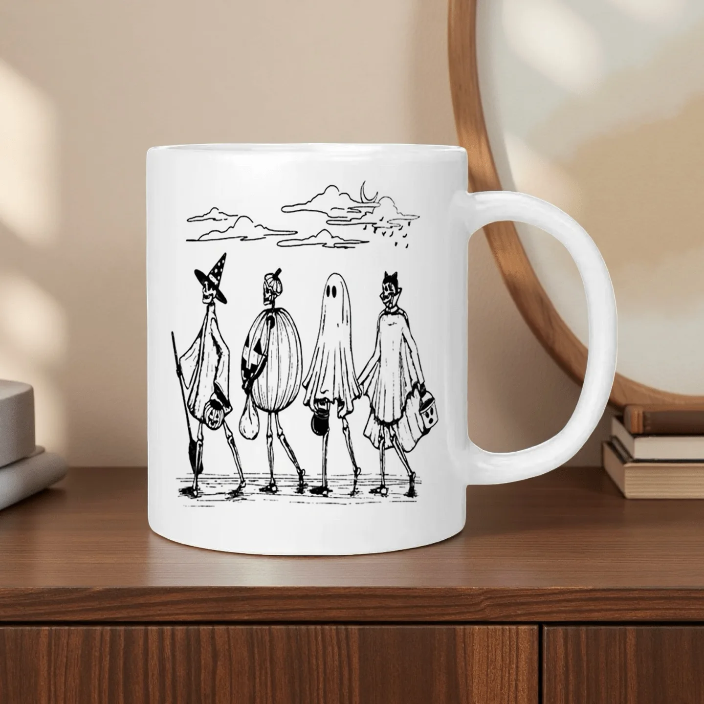 Cross-border Halloween-themed ceramic coffee mugs with grotesque ghosts and pumpkin designs for all seasons