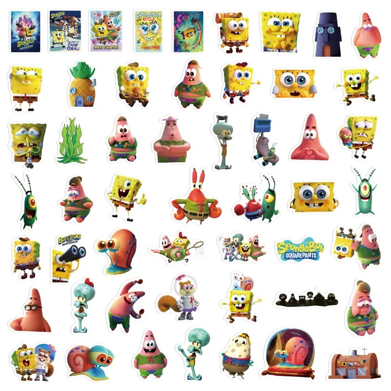 50PCS SpongeBob SquarePants Patrick Star Stickers Guitar Cup Refrigerator Notebook Luggage Decorative Stickers Wholesale