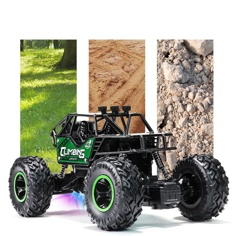 Carro de controle remoto de liga off-road 2.4G, luz à deriva, presente para menino, carro de brinquedo, material plástico da China continental