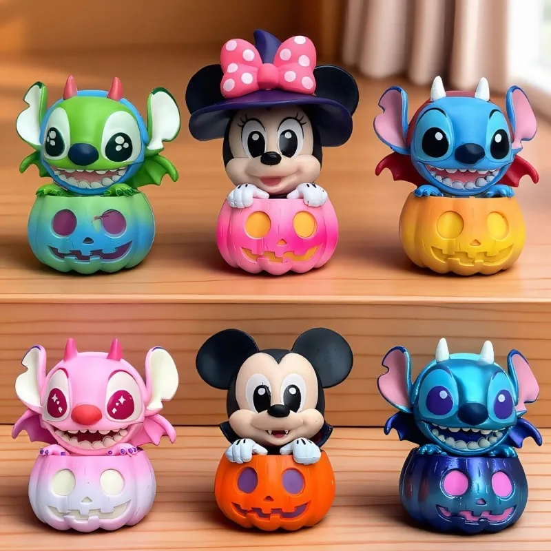 

Disney Kawaii Mickey Mouse and Friends Pumpkin Series Stitch Figure Halloween Dress Up Doll Decorate Toys Halloween Gifts