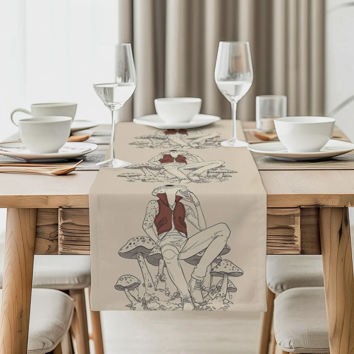 decorations table runner Mushroom Funky Style Table Flag Kitchen Dining Gift,Holiday Decorations,Room Decor,Scene Decor