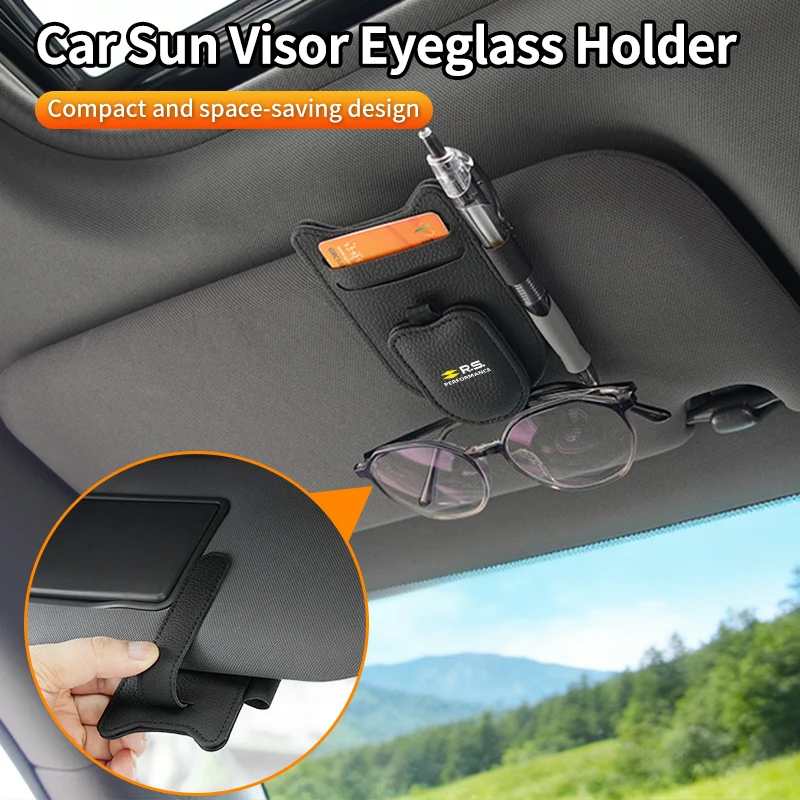 

Car Sunshade Glasses Storage Clip PU Leather Cards Holder For Renault Koleos Kadjar Scenic Sandero Grand Sill Guard Megane