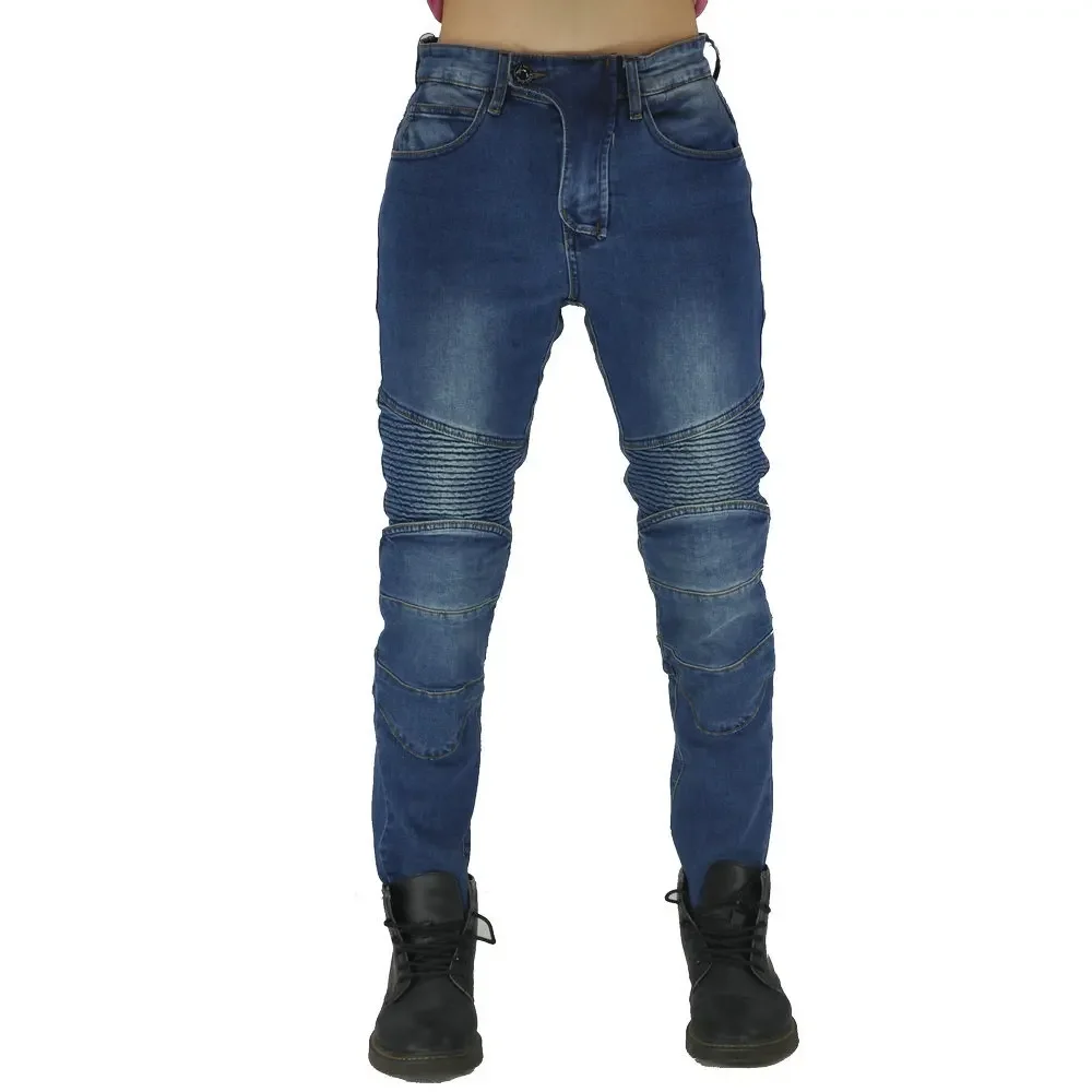 Motorcycle Racing Jeans Casual Straight-leg Pants, Anti-drop Pants, Off-road Motorcycle Riding Stretch Trousers for Women