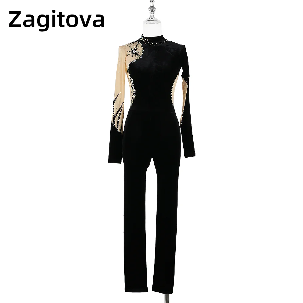 Zagitova Figure Skating Dress For Women Girls Ice Skating Skirt Performance Competition Gymnastics Acrobatics Velvet