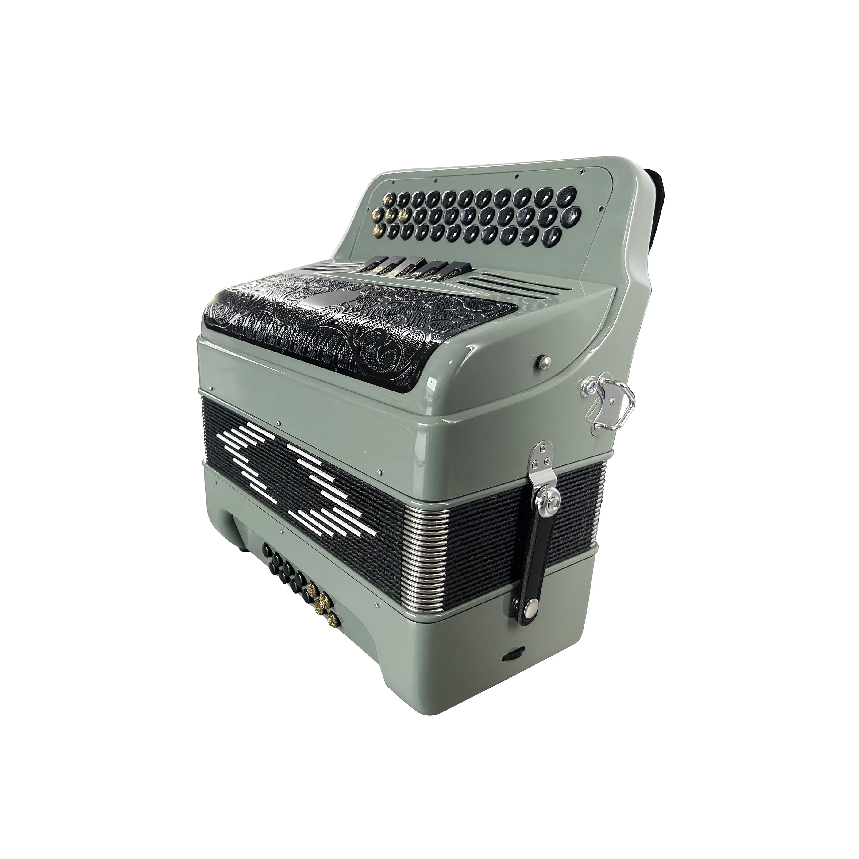 سيساوند OEM 34 أزرار 12 باس 5 سجلات أداة الأكورديون الرمادي السماوي الأسود شواء الأكورديون JB3412D