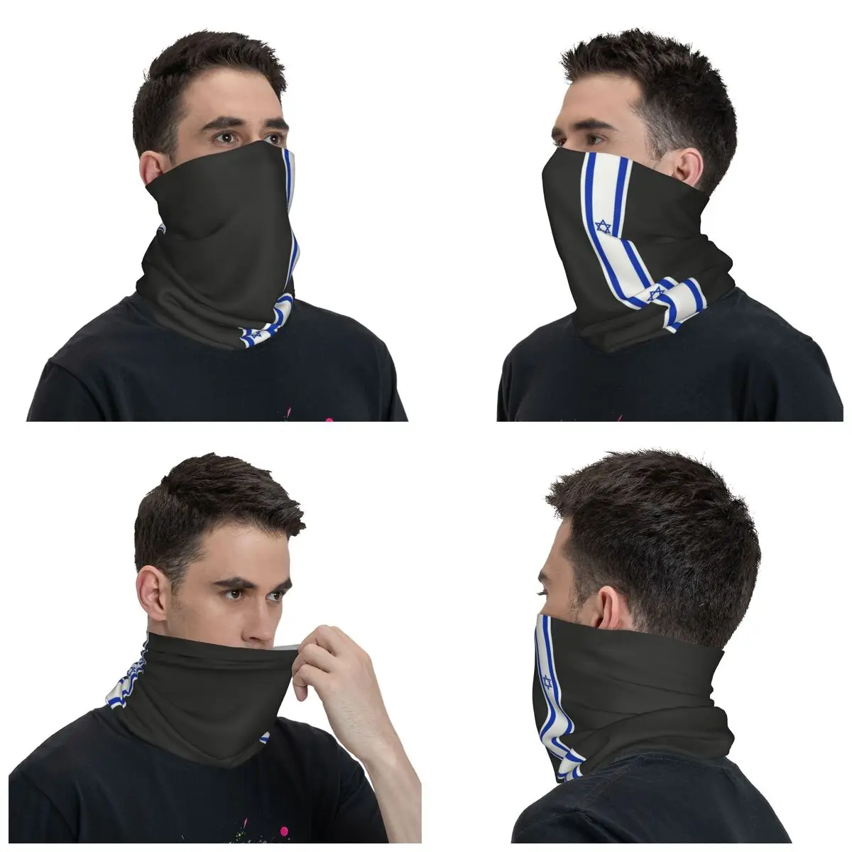 Israel Stripe Flag Bandana Neck Gaiter Windproof Face Scarf Cover Men Women Patriotic Headband Tube Balaclava