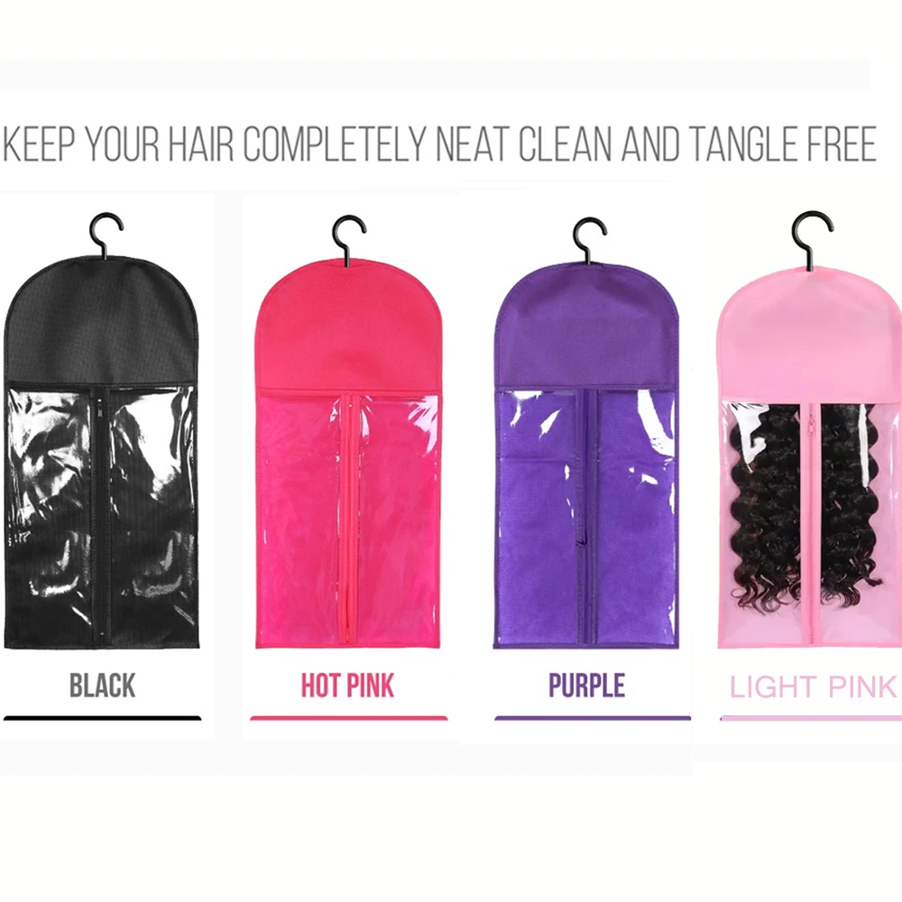 6pcs Wig Storage Bags with Hangers-Durable Hair Extension Organizer for Multiple Wigs & Accessories, Transparent Design