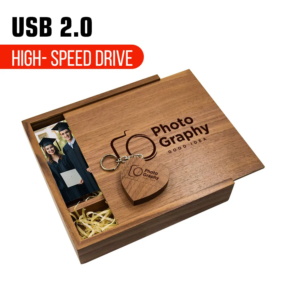 

Free Custom Walnut Maple Wood Storage Box Photography Jewelry Wedding Gift Album USB Box Natural Wooden Case 16.9X16.9X3.5cm