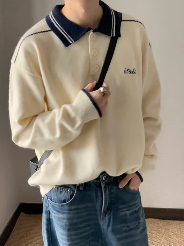 

Мужской вязаный свитер TANGZ Studio High nce Sensation Color Block: свободный крой, мягкий, для осени и зимы