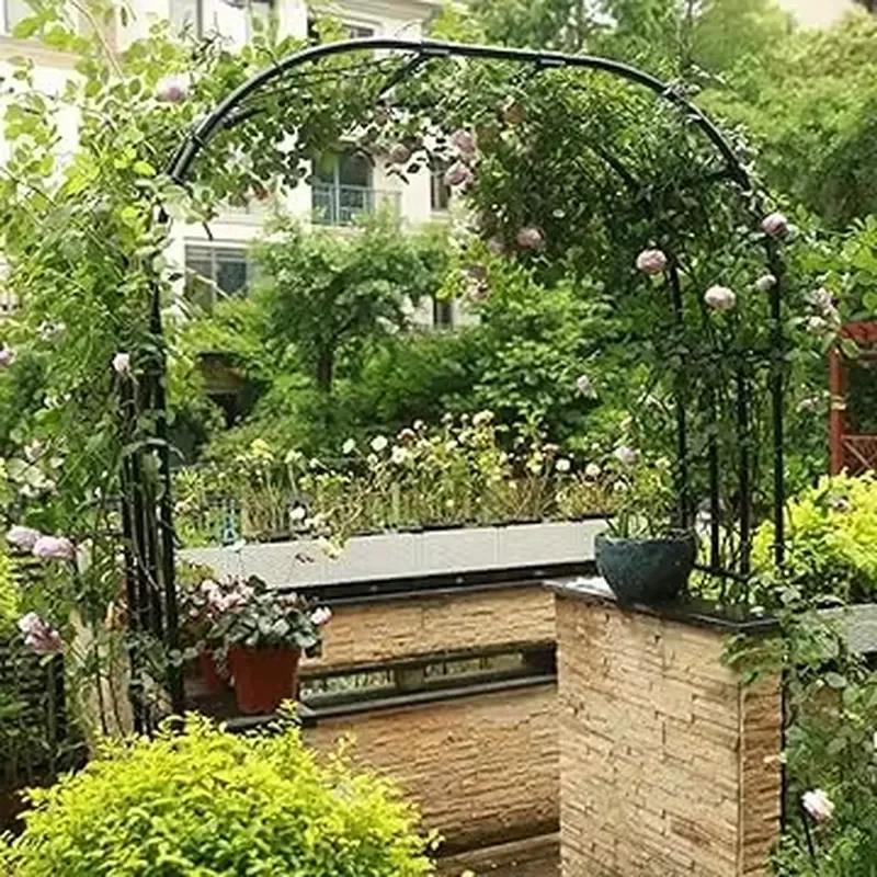 Cast Iron Outdoor Garden Arbors Arches Trellis Powder Coating Easily Assembled Waterproof Rot Proof for Climbing Plants Villa
