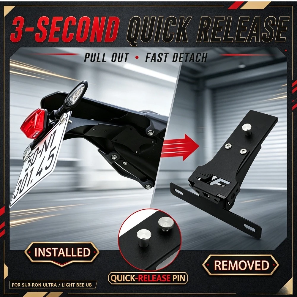 2026 New For Sur‑Ron Ultra/Light Bee UB Quick Release License Plate Bracket Tail Tidy Kit Modified Ebike Dirt Bike Accessories