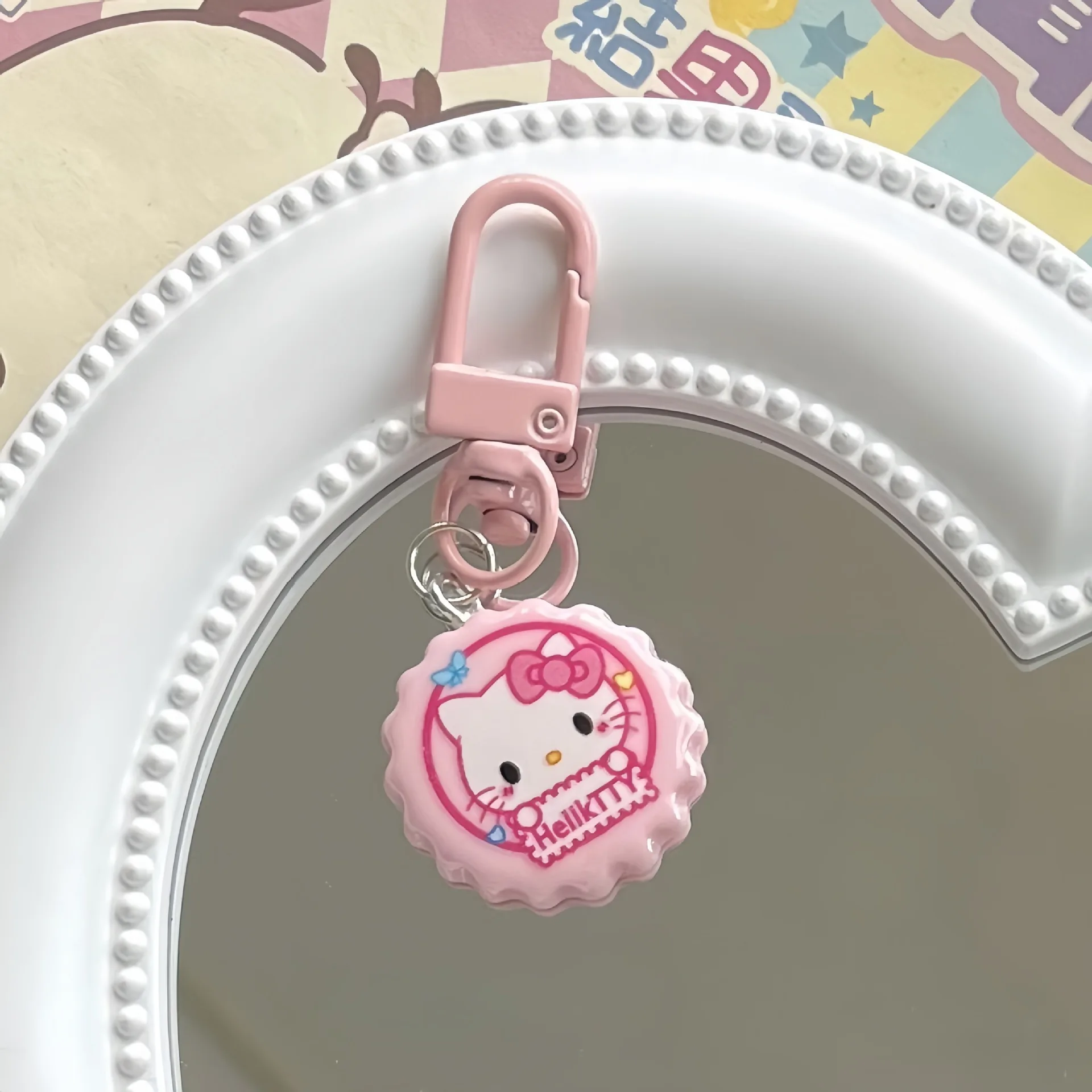 Kawaii sanrio olá kittty kuromi cinnamoroll minha melodia pochao criatividade garrafa chaveiro mochila pingente crianças presente de aniversário