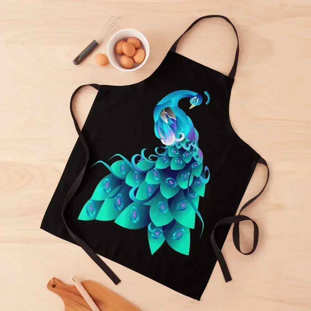 

Colorful Peacock Graphic Apron Manicurists Home And Kitchen New year's barber men Apron