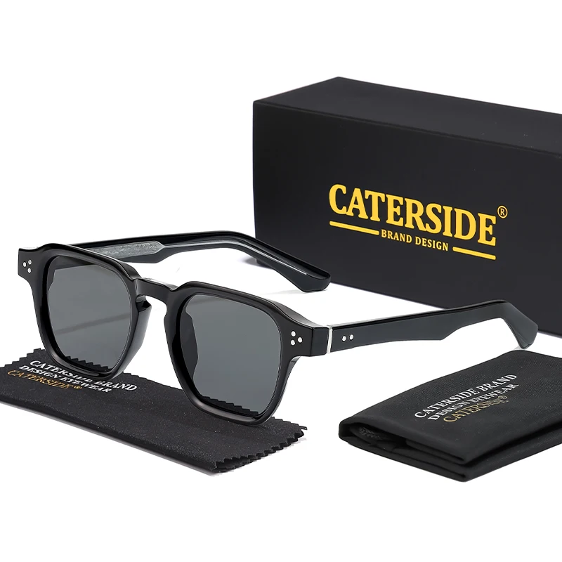 CATERSIDE Vierkante mode-zonnebril Heren Core Insert Temple Luxe merk zonnebril Dames Reizen Strandfeest Festival Geschenken