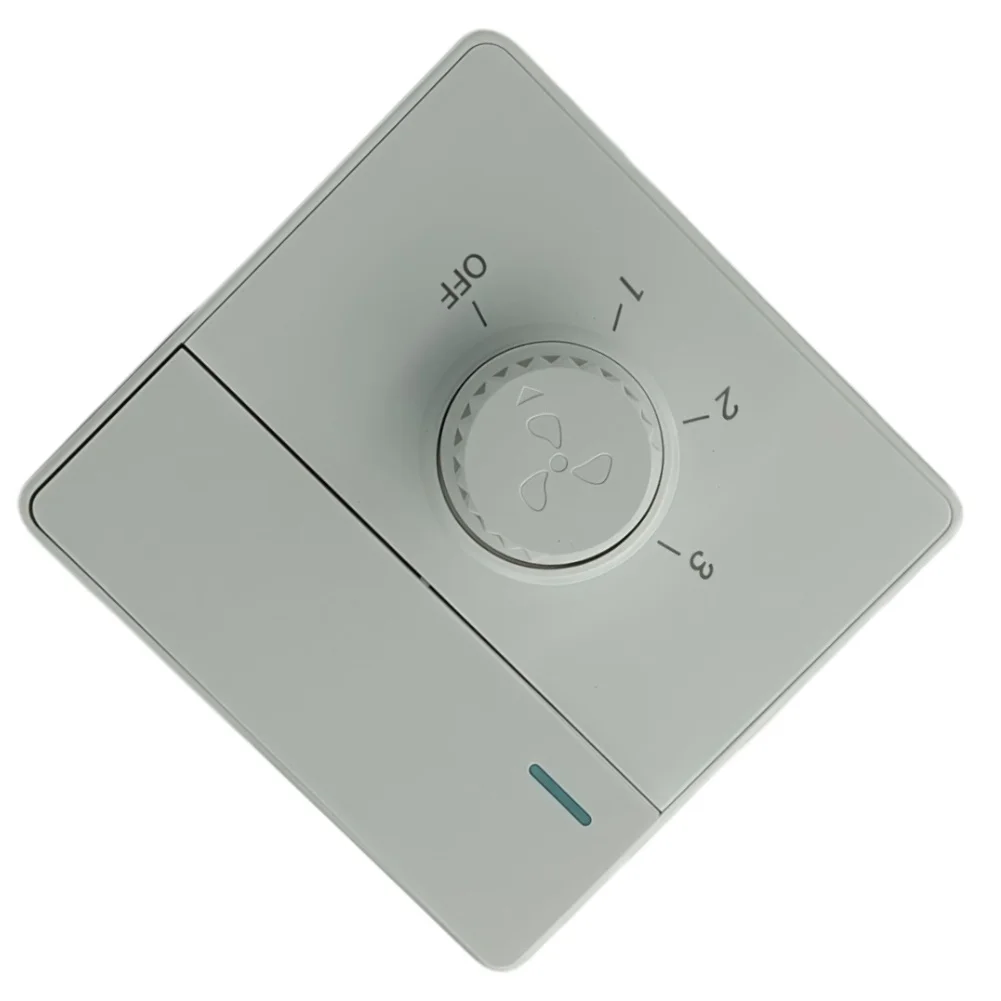 Ceiling Fan 3-Speed Regulator Switch 220V Wall Type with Three Color Dimming Capability White 86x86mm PC Housing