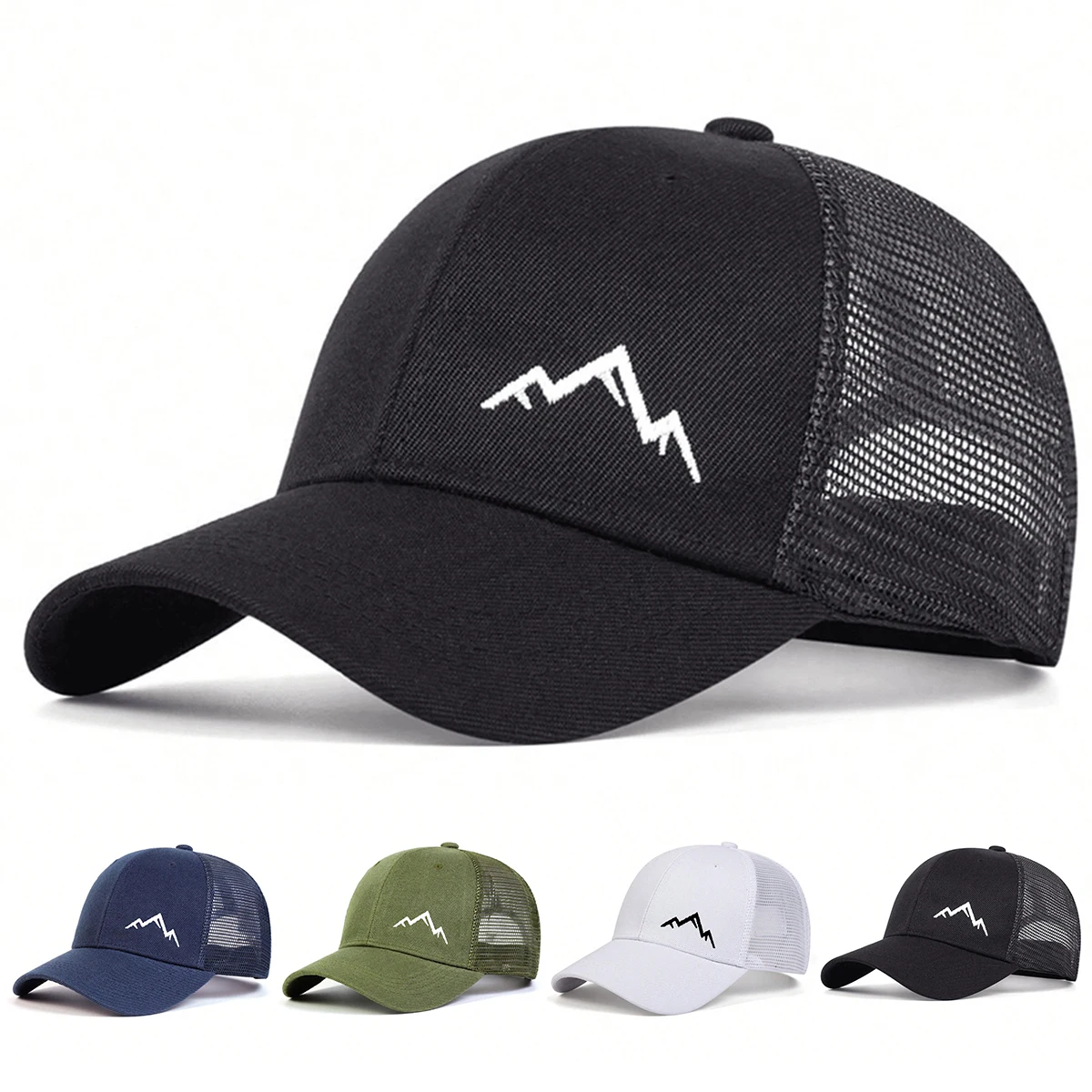 Trucker Cap Mesh - Unisex Mountain Range Embroidery Baseball Net