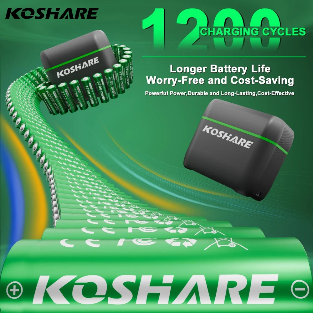 

KOSHARE Rechargeable Battery 1.5V Li-ion AA 3700mWh AAA1300mWh Lithium Battery With Charger for Flashlight Remote controlKOSHARE